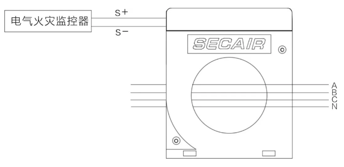 J-SCM41(160)剩余電流式<a href=http://m.henanyikao.cn/dianqihuozai/ target=_blank class=infotextkey>電氣火災(zāi)監(jiān)控</a>探測(cè)器接線圖